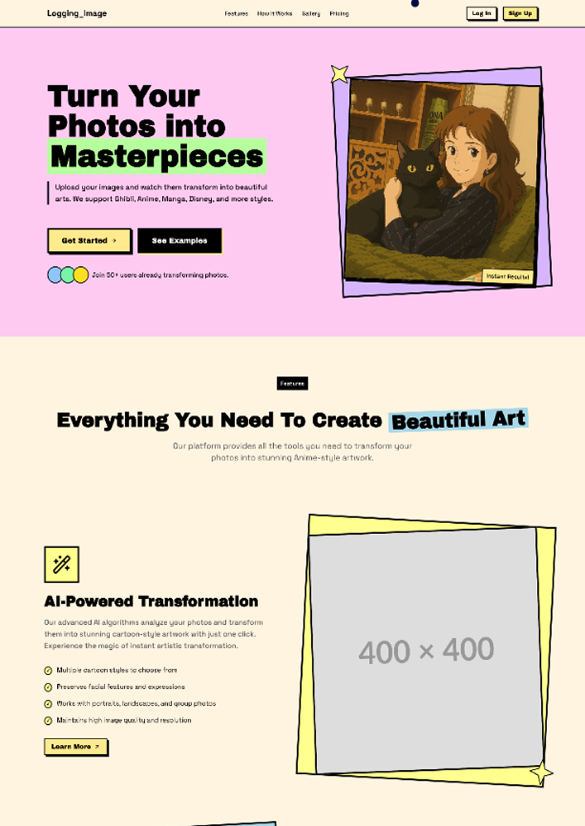 Artis | AI wrapper landing page